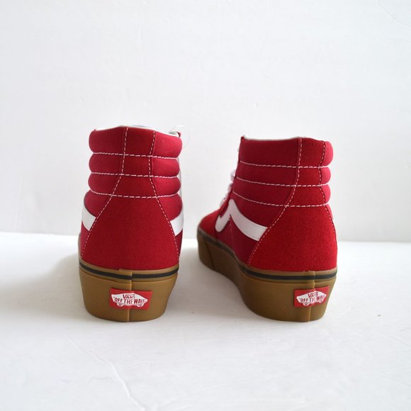 VANS SK8-HI PLATFORM 2 RED TAN SNEAKER SHOES - Picture 5 of 6